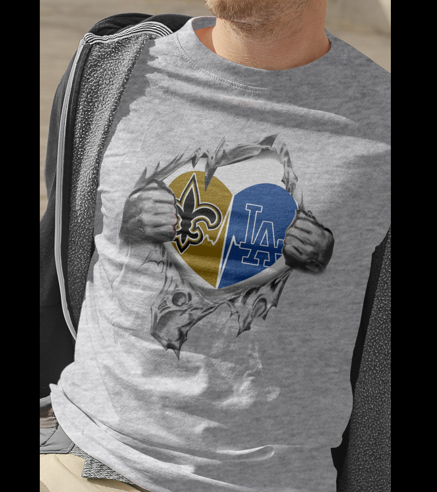 Saints LA Sports Fan Heart Logos Fusion T-Shirt