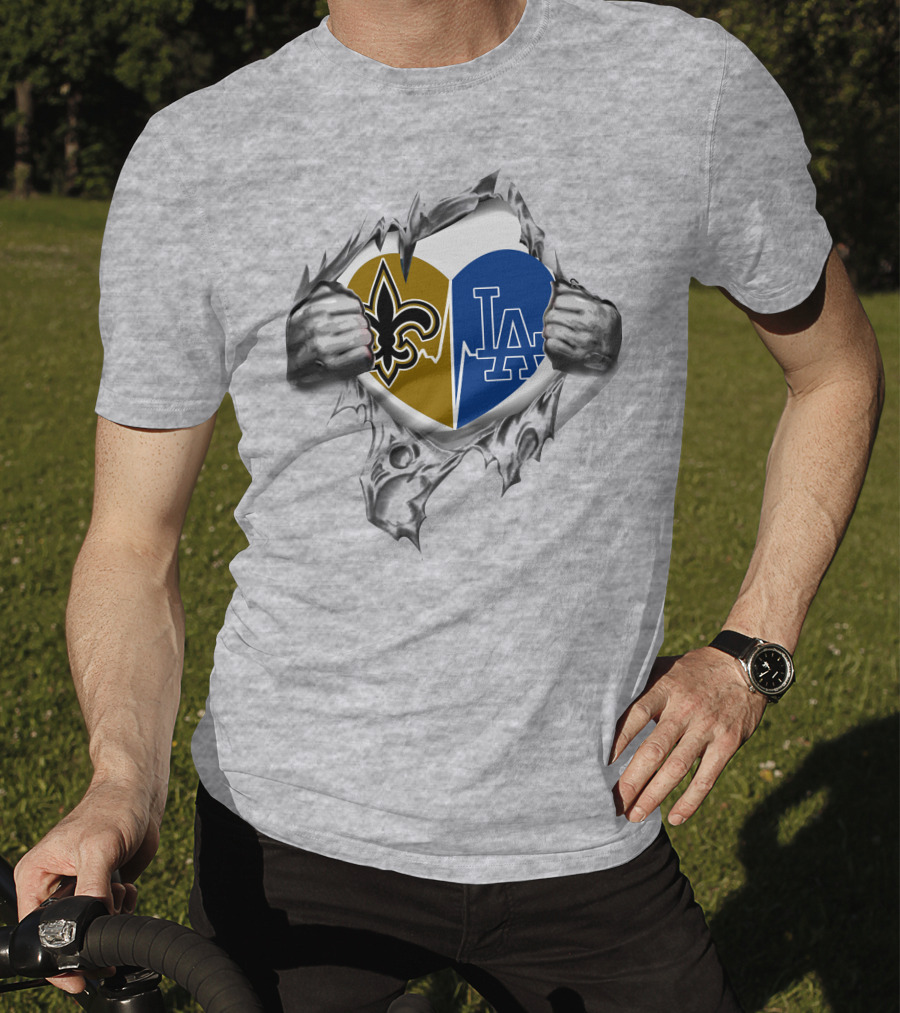 Saints LA Sports Fan Heart Logos Fusion T-Shirt