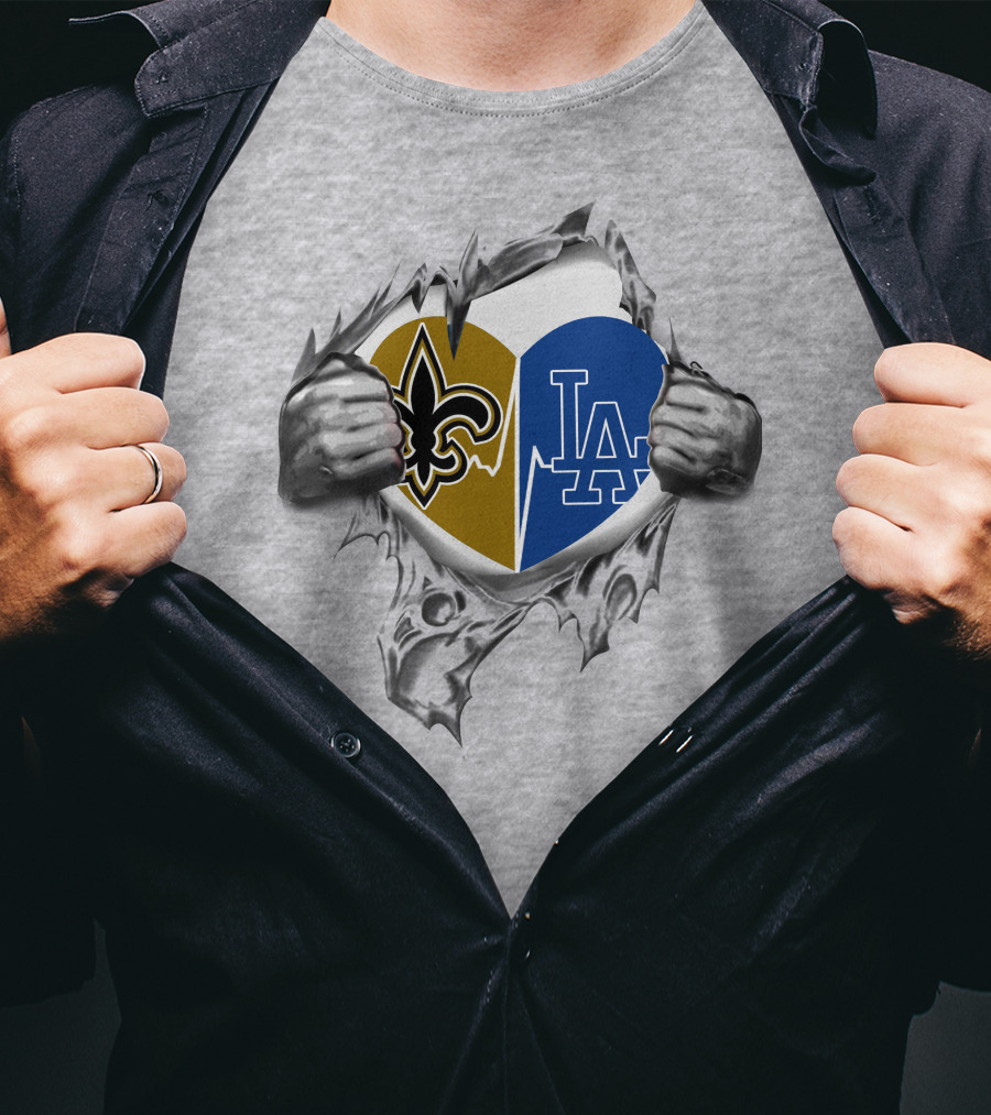 Saints LA Sports Fan Heart Logos Fusion T-Shirt