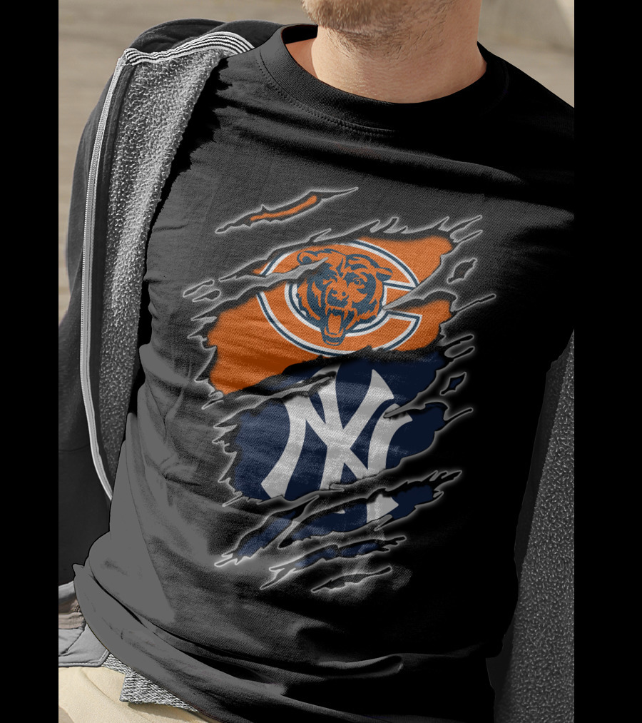 Chicago Bears New York Yankees Crossover T-Shirt