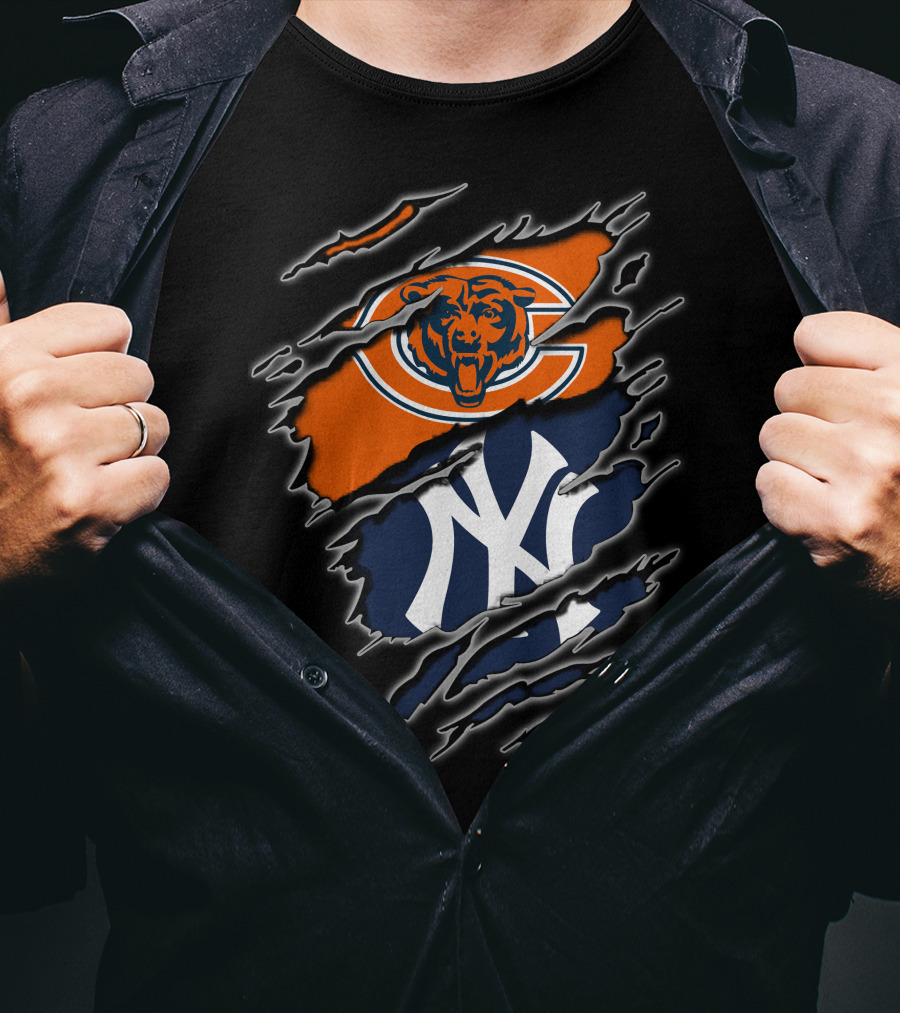 Chicago Bears New York Yankees Crossover T-Shirt