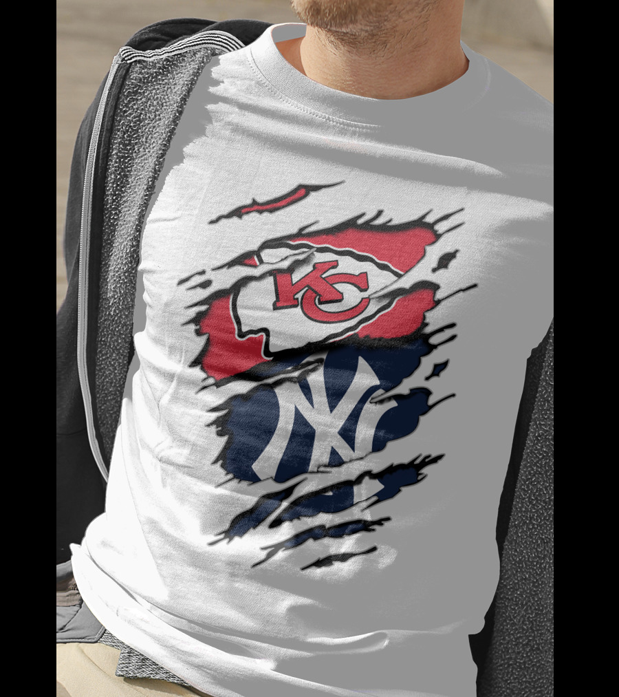 Kansas City Chiefs New York Yankees Logos Clash T-Shirt