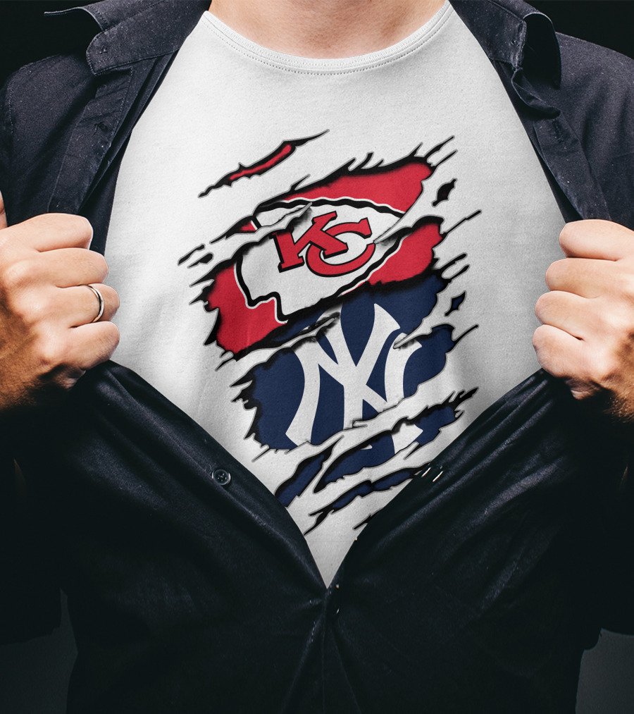 Kansas City Chiefs New York Yankees Logos Clash T-Shirt