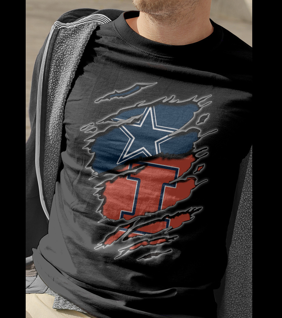 Dallas Cowboys And Illinois Fighting Illini Logo Mashup T-Shirt