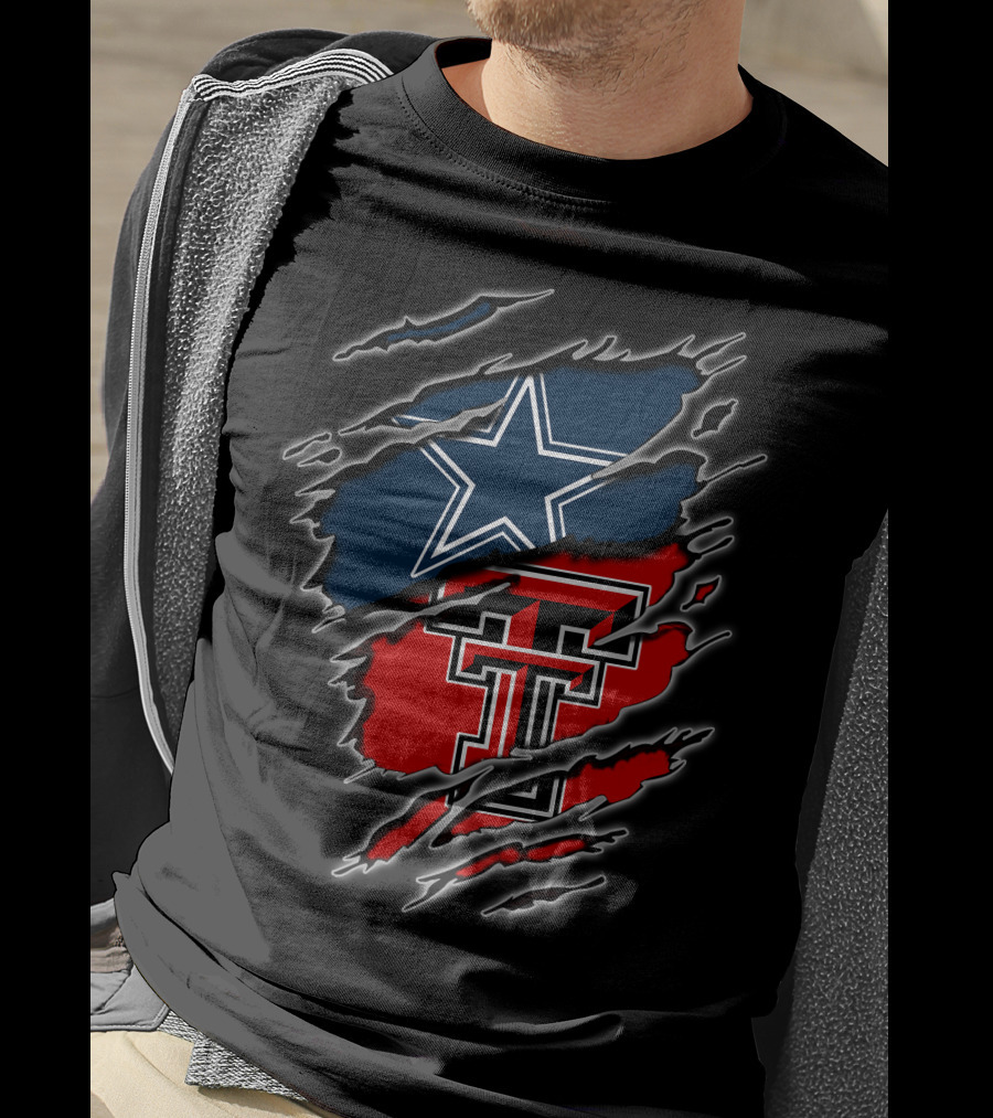 Dallas Cowboys Texas Tech Red Raiders Logo Fusion T-Shirt