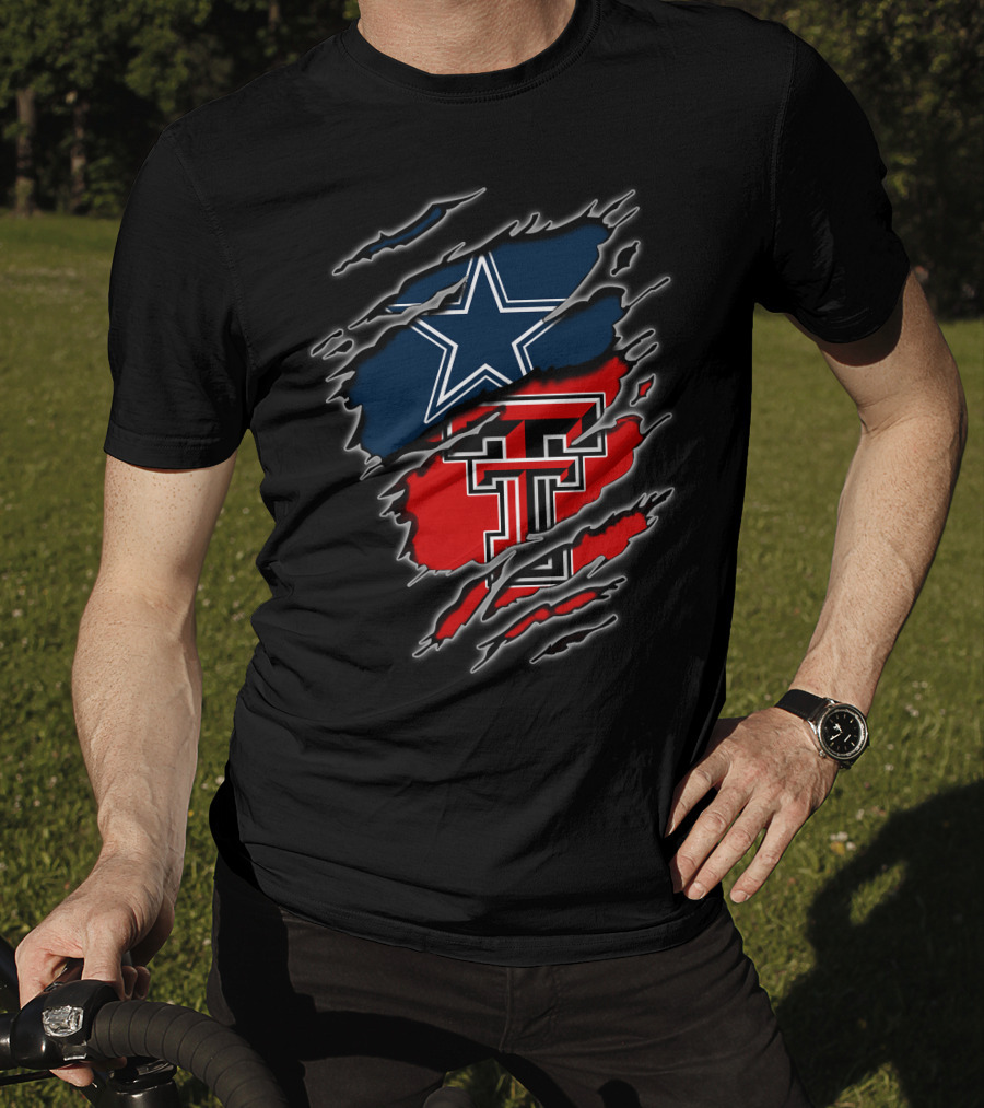 Dallas Cowboys Texas Tech Red Raiders Logo Fusion T-Shirt