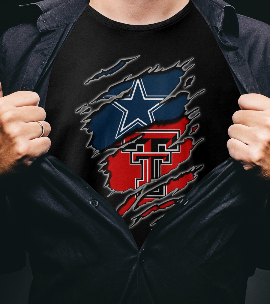 Dallas Cowboys Texas Tech Red Raiders Logo Fusion T-Shirt