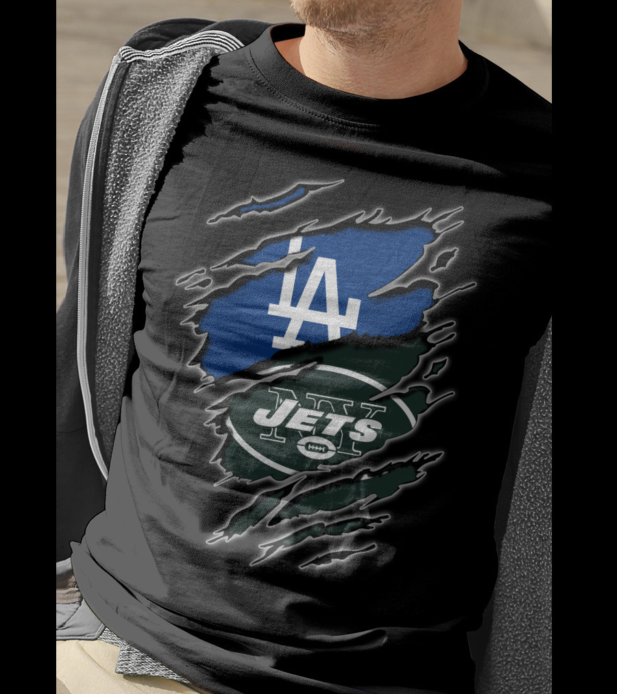 LA Dodgers New York Jets Claw Marks T-Shirt