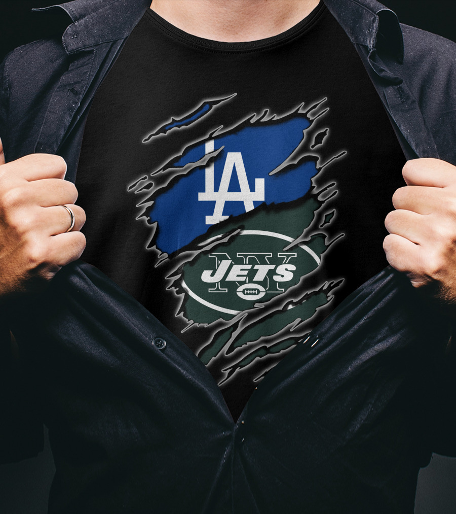 LA Dodgers New York Jets Claw Marks T-Shirt