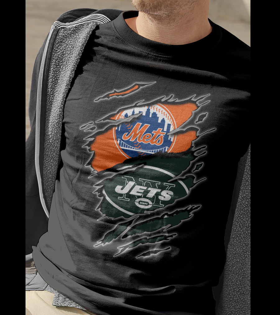 Mets Jets Double Team Fan Pride Mascot T-Shirt