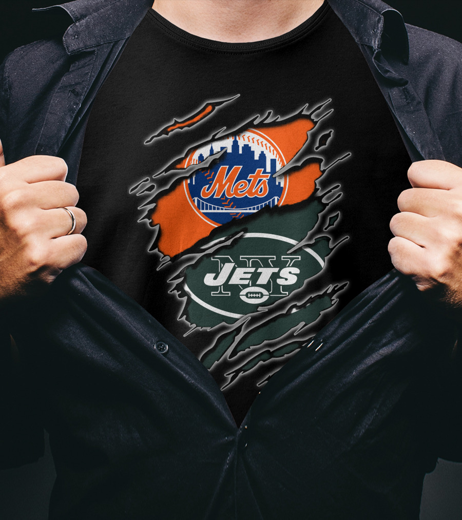 Mets Jets Double Team Fan Pride Mascot T-Shirt