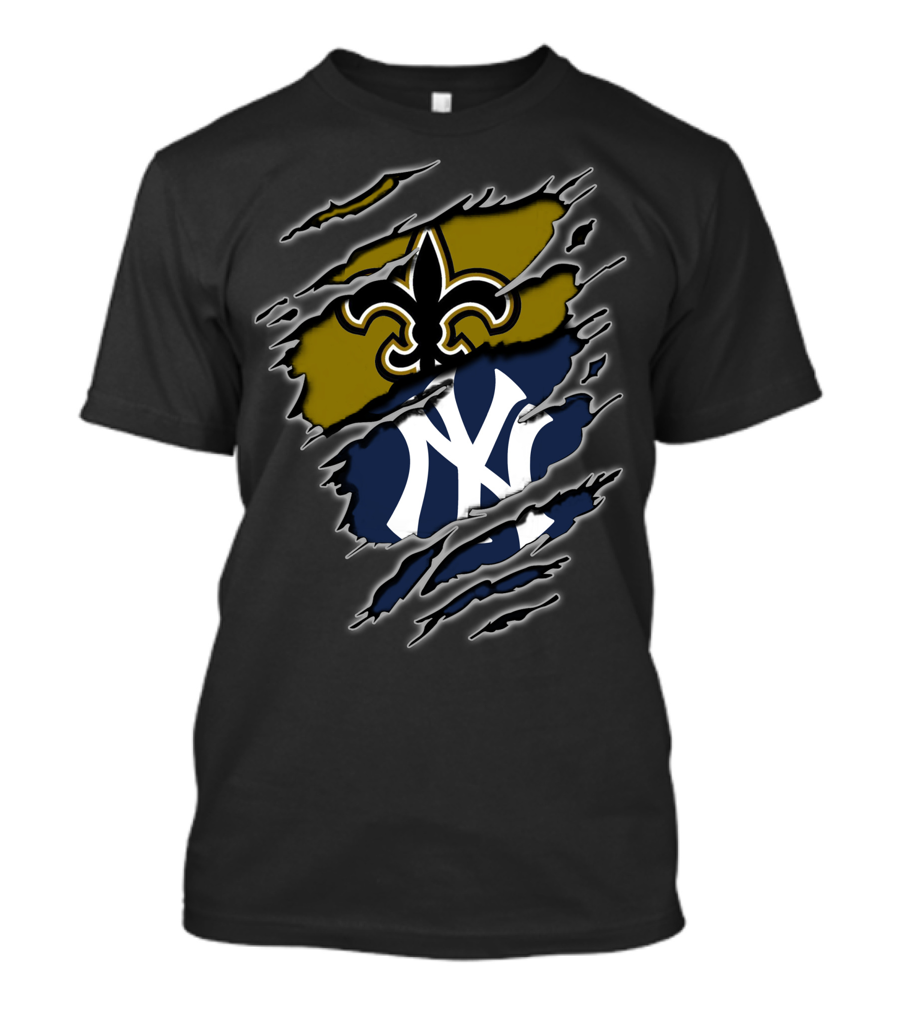 Saints Yankees Logo Scratch Football Baseball Crossover T-Shirt