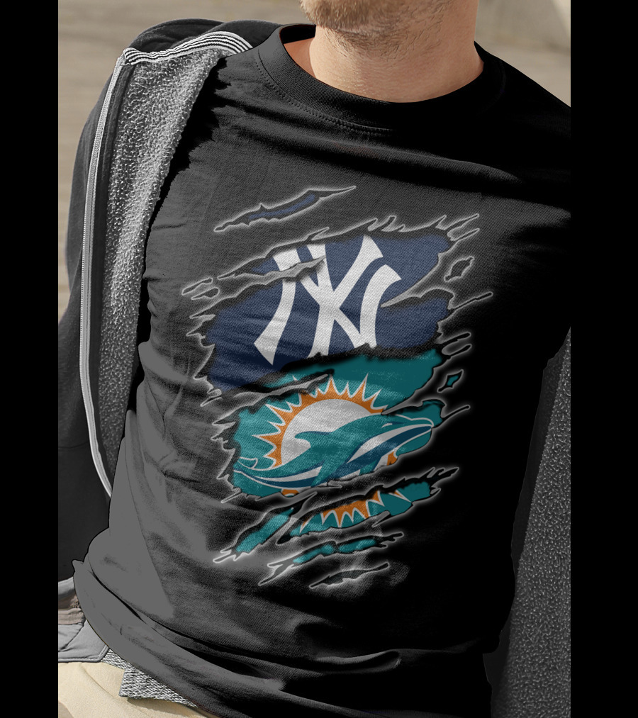 Yankees Dolphins Logos Fusion T-Shirt