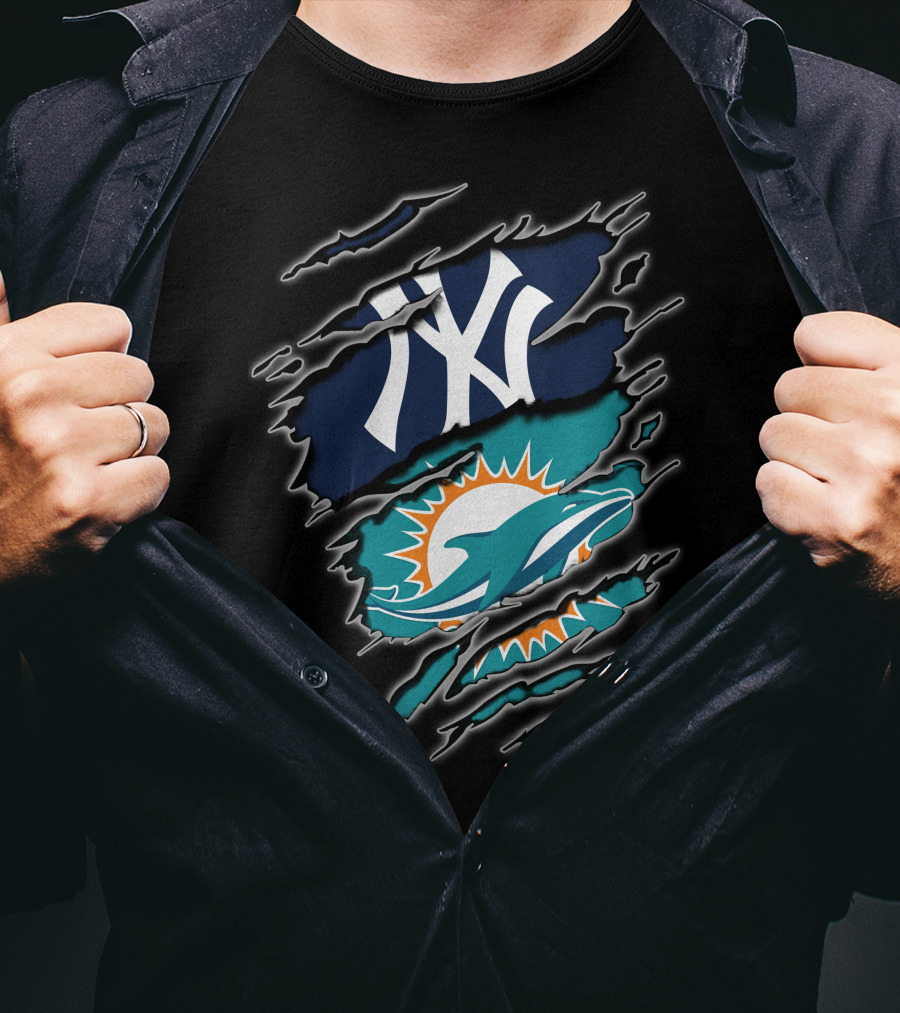 Yankees Dolphins Logos Fusion T-Shirt