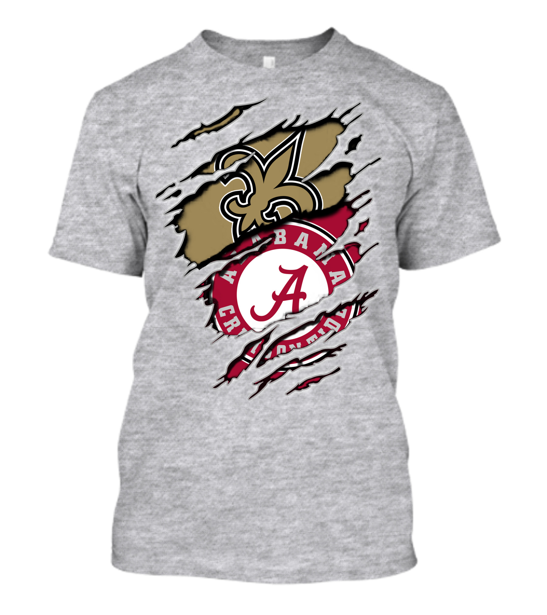 Alabama Crimson Tide New Orleans Saints Torn T-Shirt