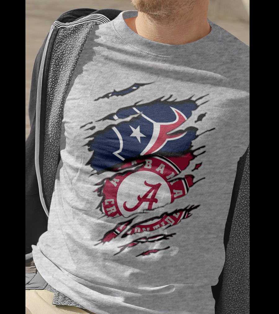 Alabama Crimson Tide Texans Football Torn T-Shirt