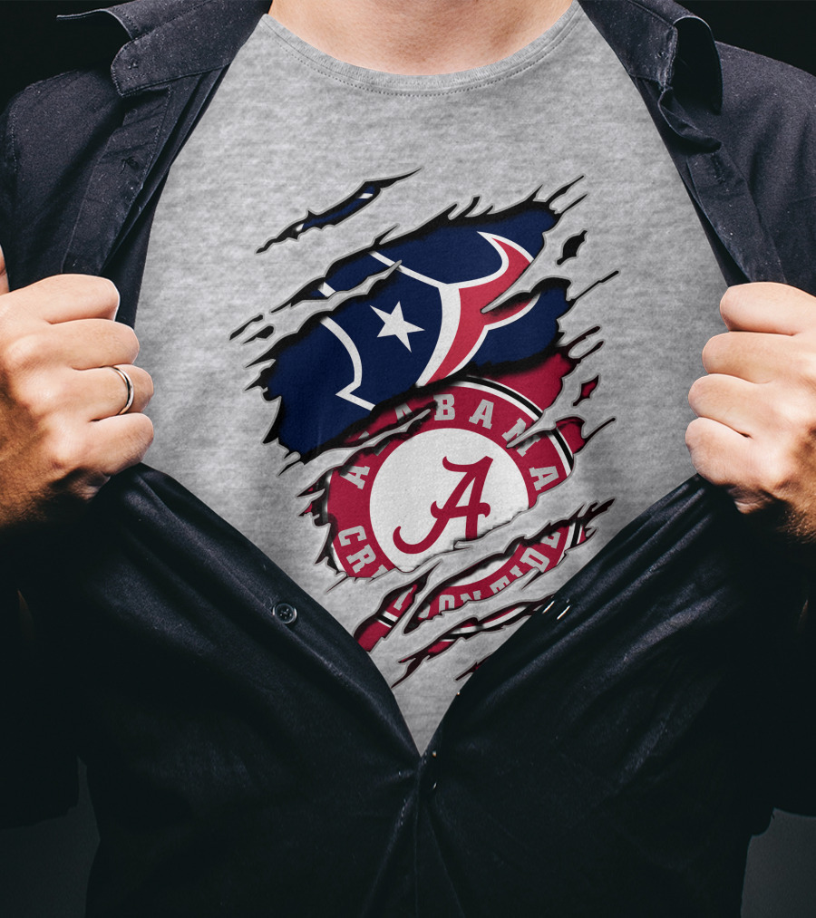 Alabama Crimson Tide Texans Football Torn T-Shirt