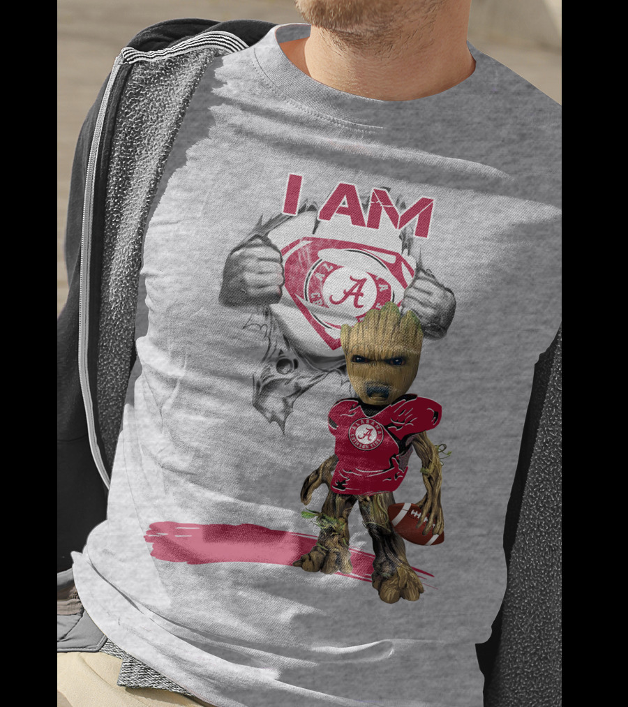I Am Alabama Baby Groot Football T-Shirt