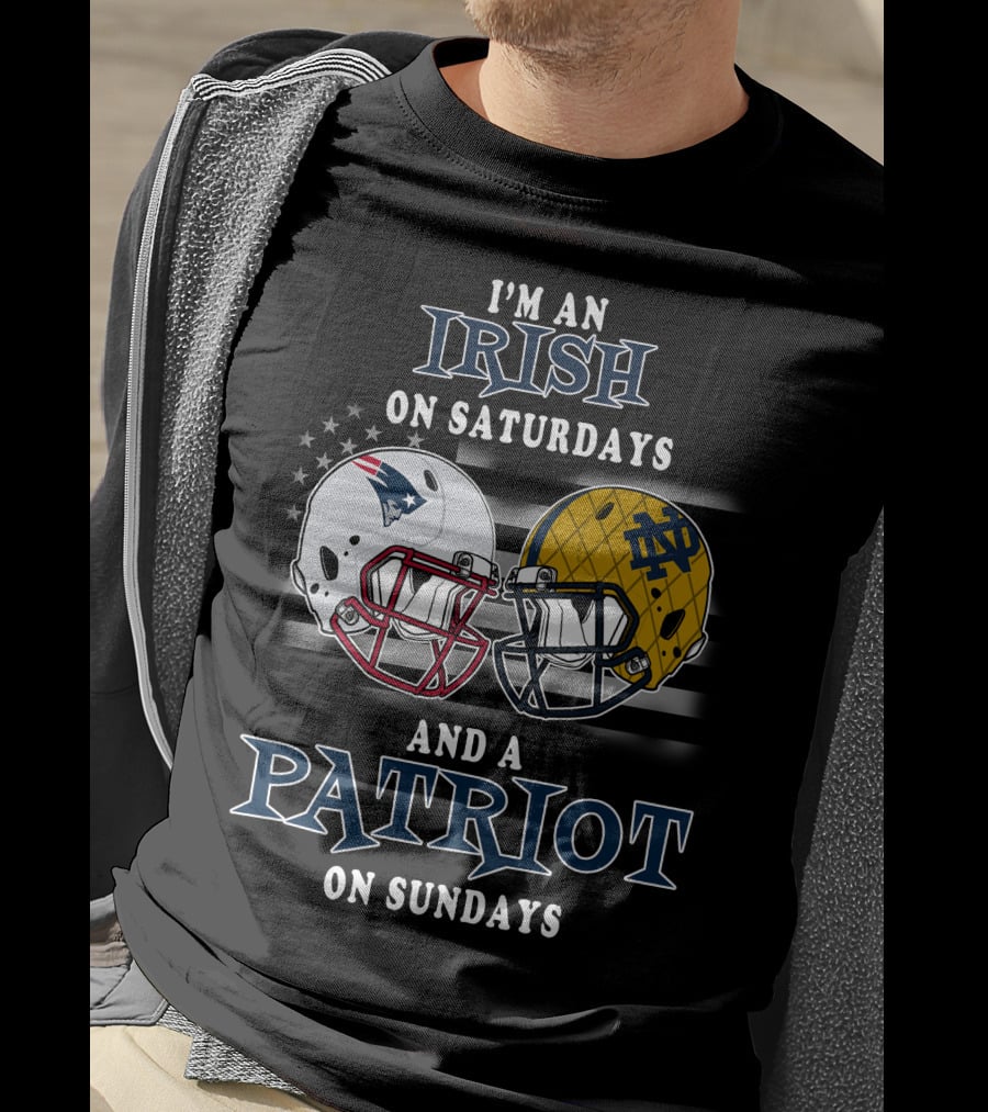 I'm An Irish On Saturdays And A Patriot On Sundays Football Helmets T-Shirt
