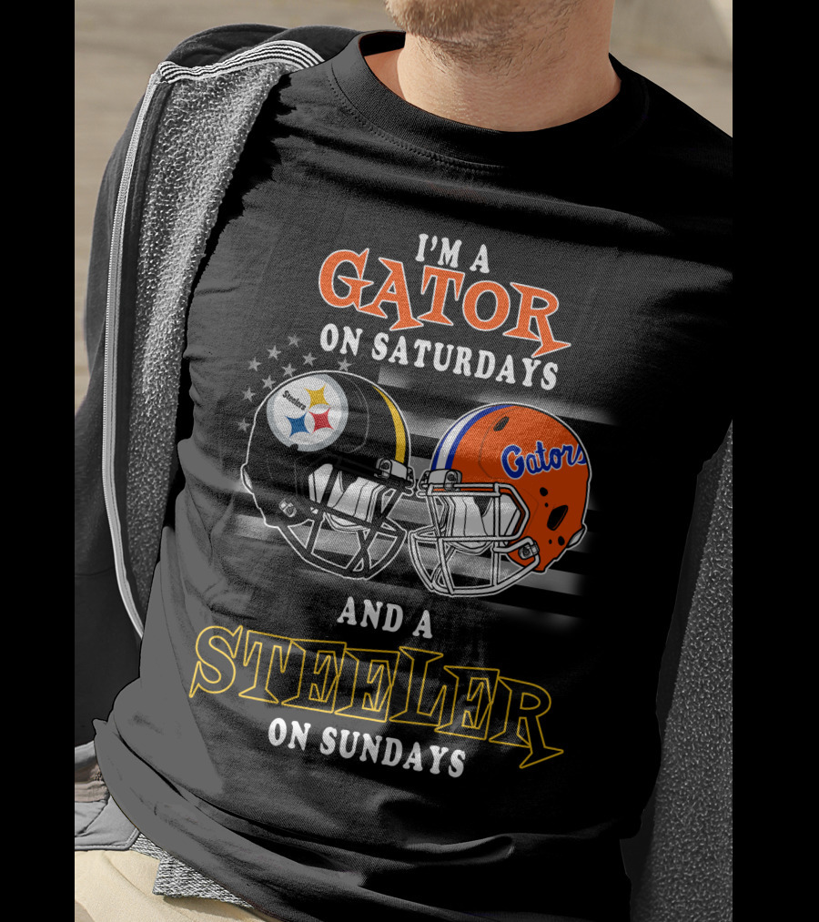 Gator On Saturdays And Steeler On Sundays Football Helmets T-Shirt