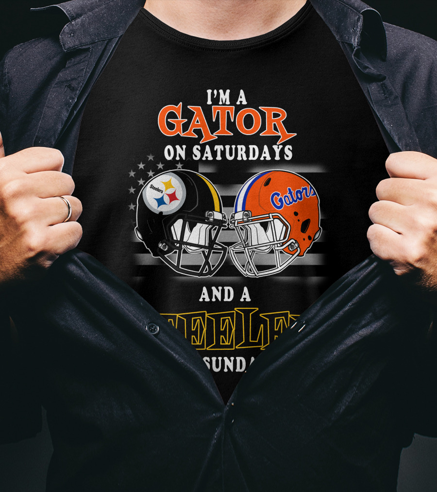 Gator On Saturdays And Steeler On Sundays Football Helmets T-Shirt