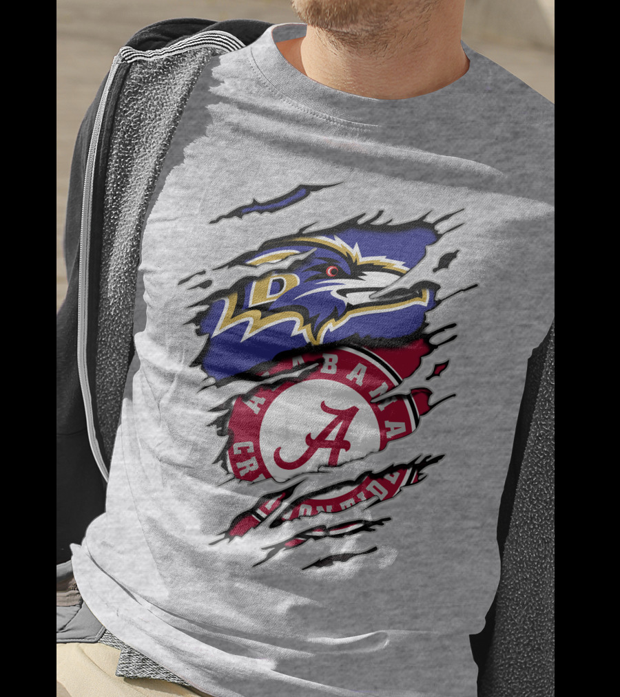 Alabama Crimson Tide Baltimore Ravens Torn T-Shirt