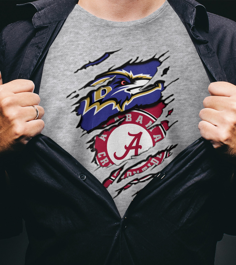 Alabama Crimson Tide Baltimore Ravens Torn T-Shirt