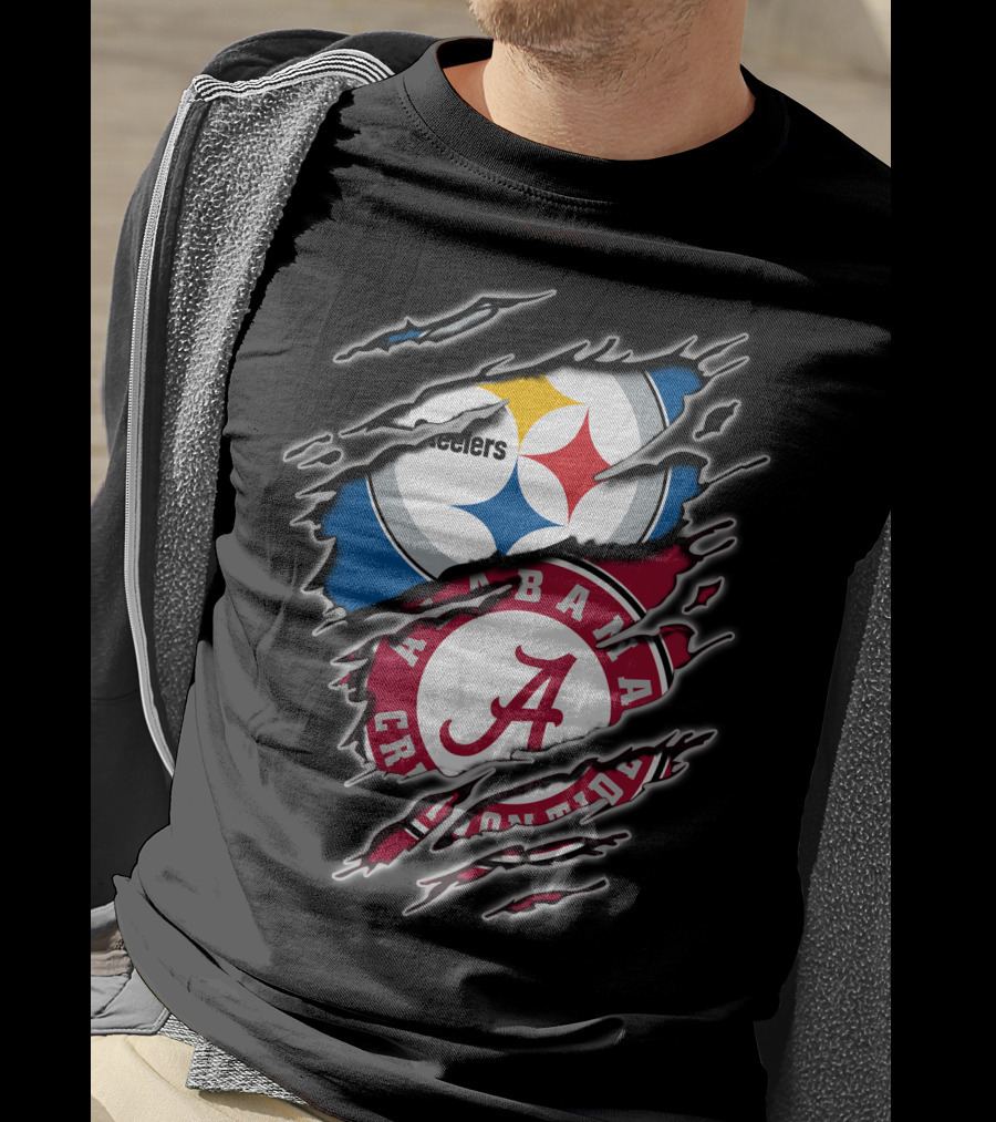 Alabama Crimson Tide And Pittsburgh Steelers Crossover T-Shirt