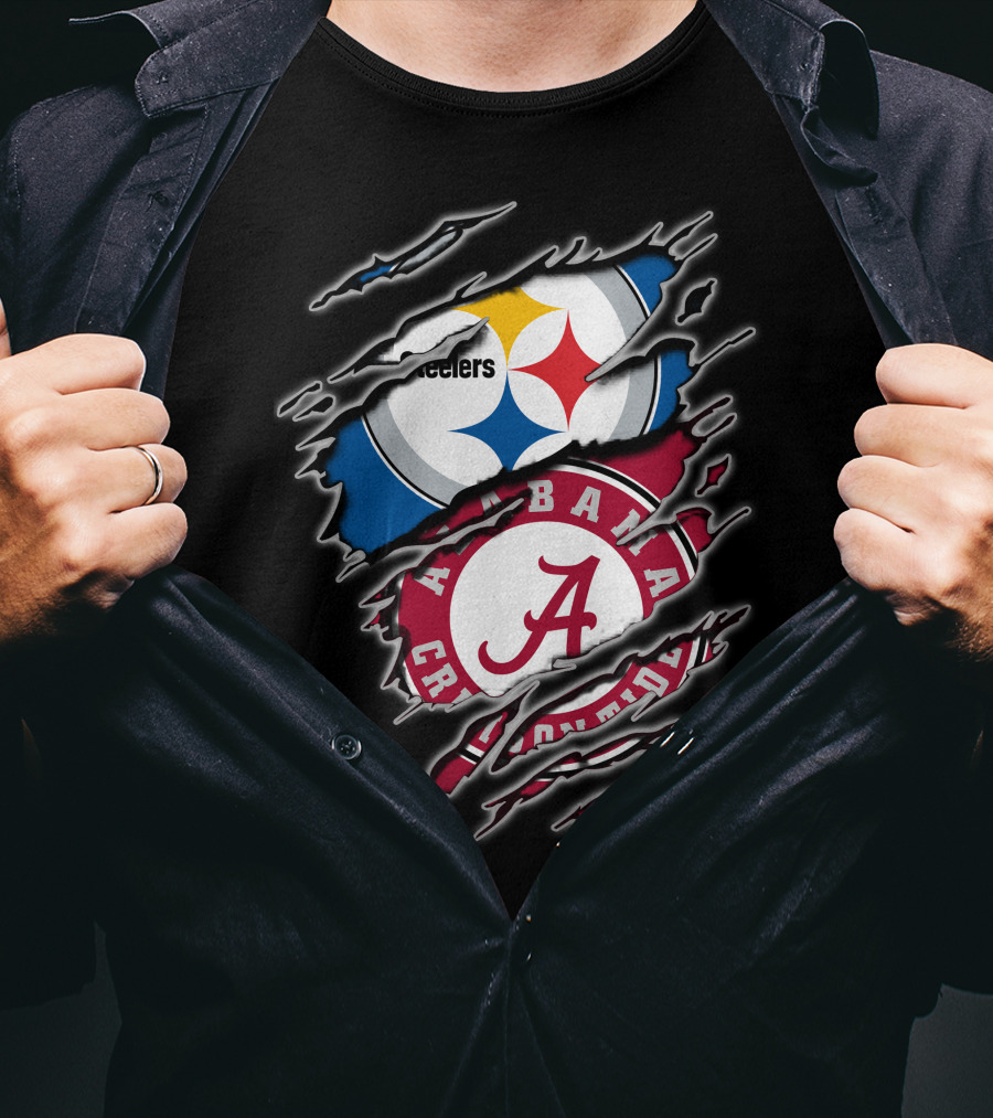 Alabama Crimson Tide And Pittsburgh Steelers Crossover T-Shirt