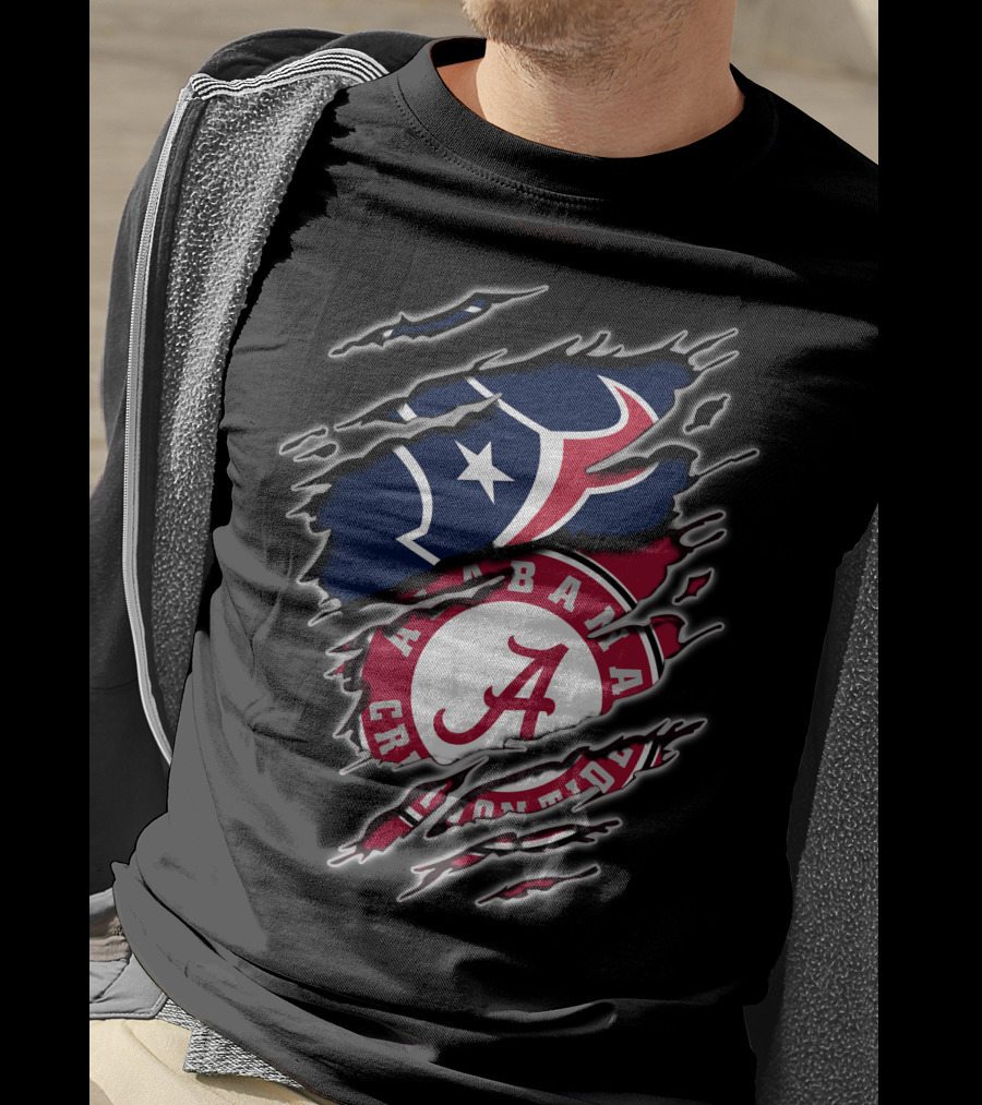 Alabama Crimson Tide Houston Texans Fan Pride Combo T-Shirt