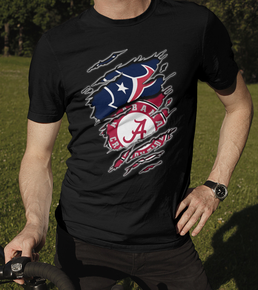 Alabama Crimson Tide Houston Texans Fan Pride Combo T-Shirt