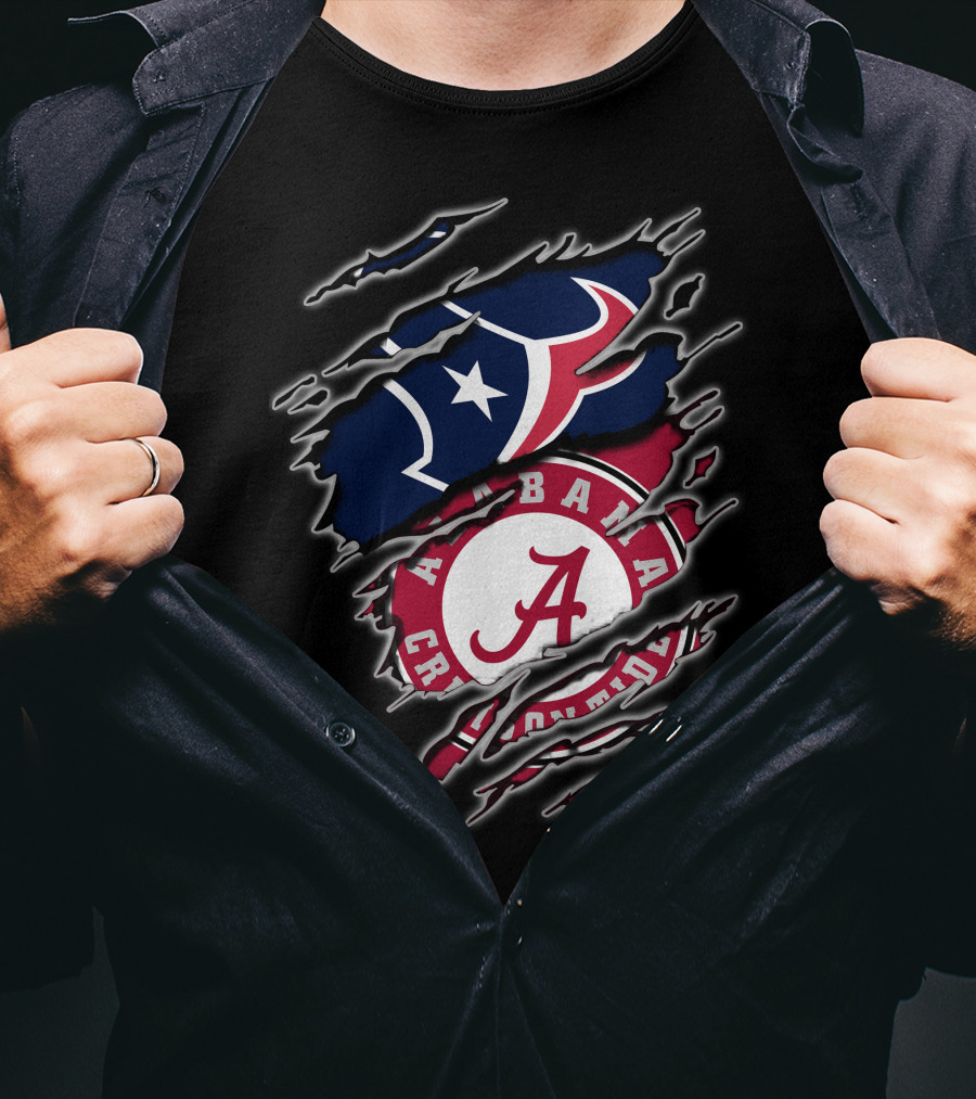 Alabama Crimson Tide Houston Texans Fan Pride Combo T-Shirt