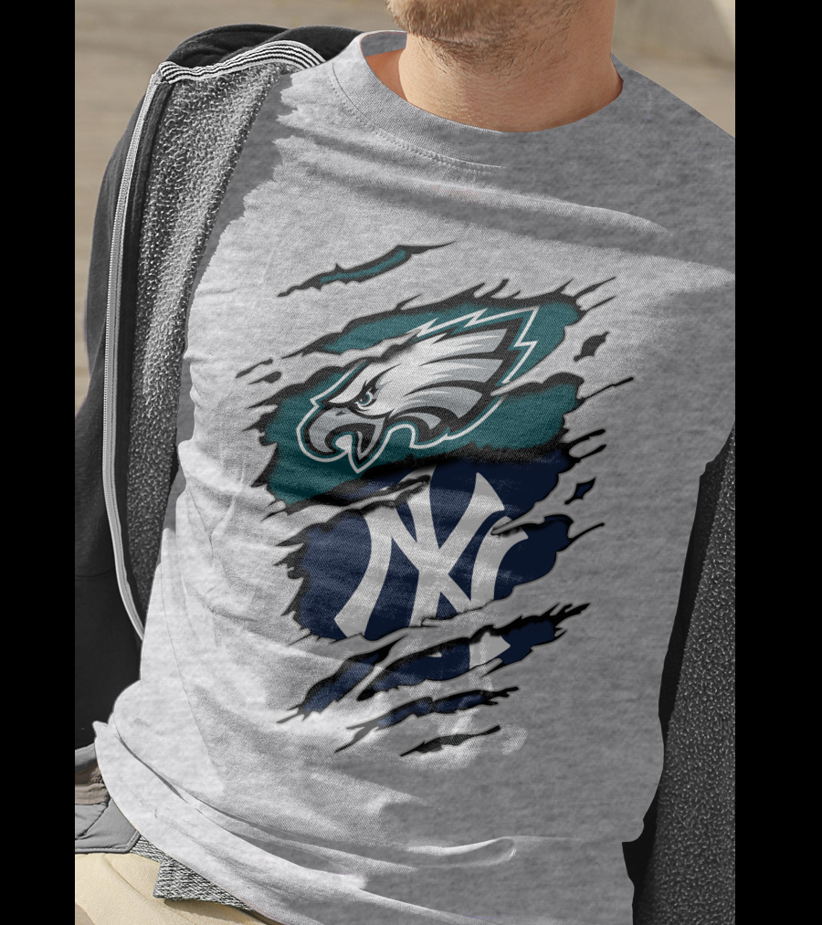 Philadelphia Eagles New York Yankees Fan Crossover T-Shirt