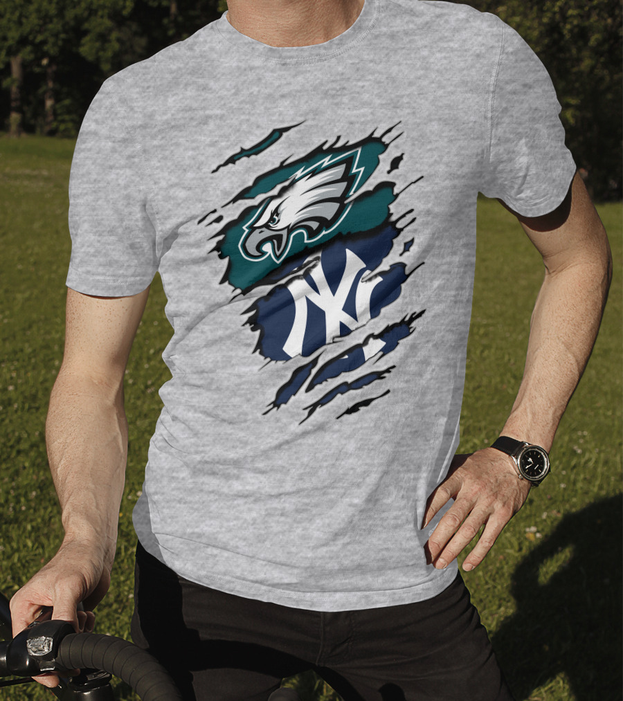 Philadelphia Eagles New York Yankees Fan Crossover T-Shirt