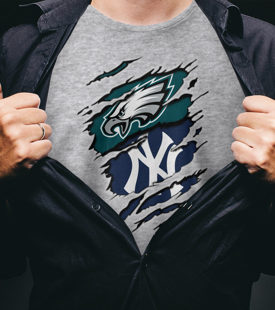 Philadelphia Eagles New York Yankees Fan Crossover T-Shirt