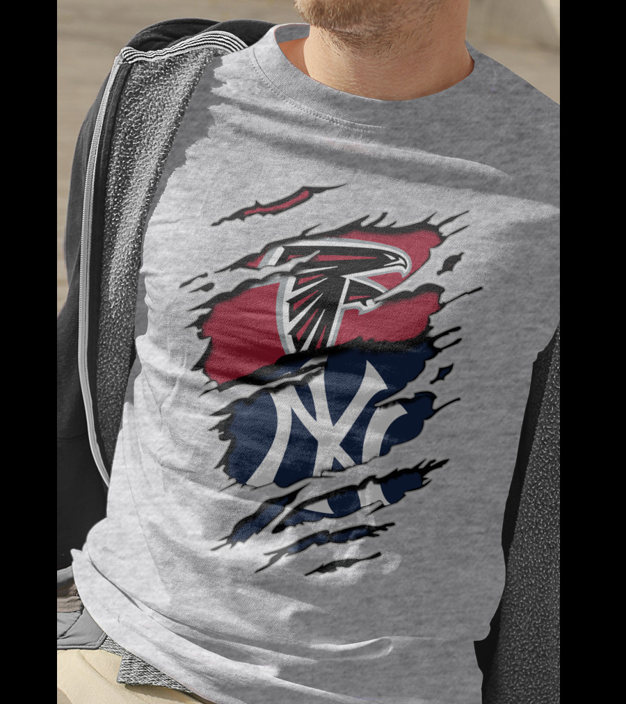 Atlanta Falcons New York Yankees Logo Mashup T-Shirt