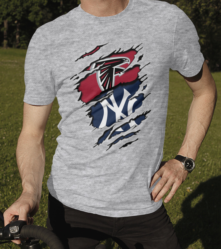 Atlanta Falcons New York Yankees Logo Mashup T-Shirt