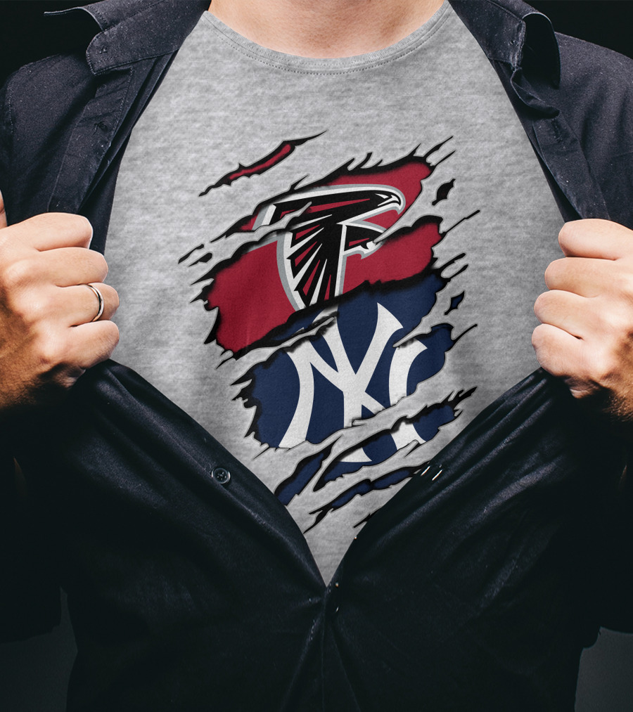 Atlanta Falcons New York Yankees Logo Mashup T-Shirt