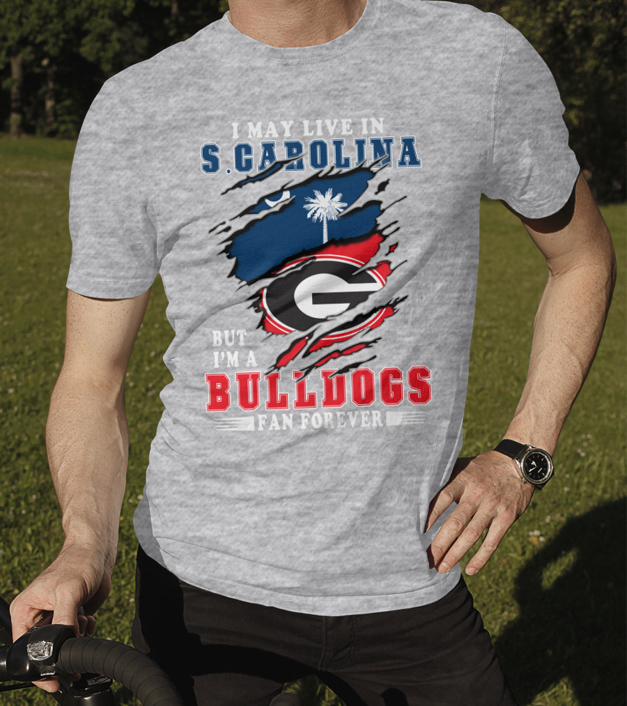 S. Carolina Bulldogs Fan Forever Bulldogs Logo Palma Tree And Crescent Moon T-Shirt