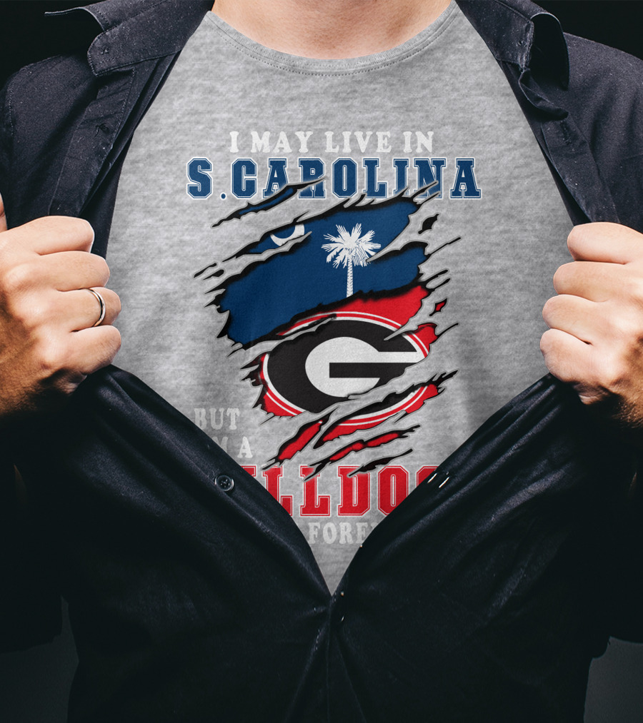 S. Carolina Bulldogs Fan Forever Bulldogs Logo Palma Tree And Crescent Moon T-Shirt