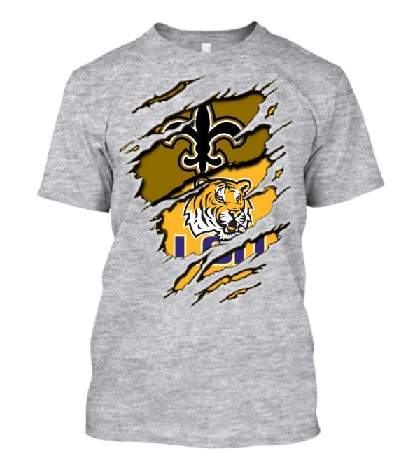 New Orleans Saints Fleur-De-Lis And Lsu Tigers Logo Combo T-Shirt