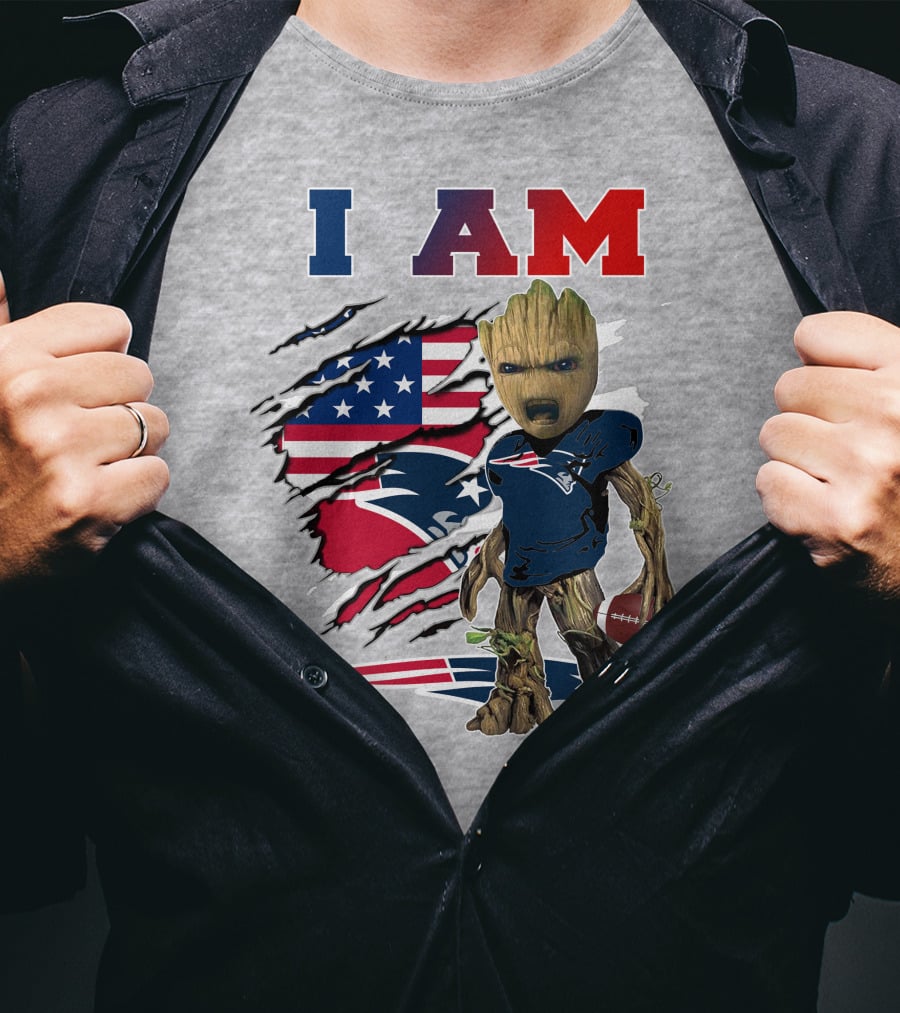 I Am Patriots American Flag Football Character T-Shirt