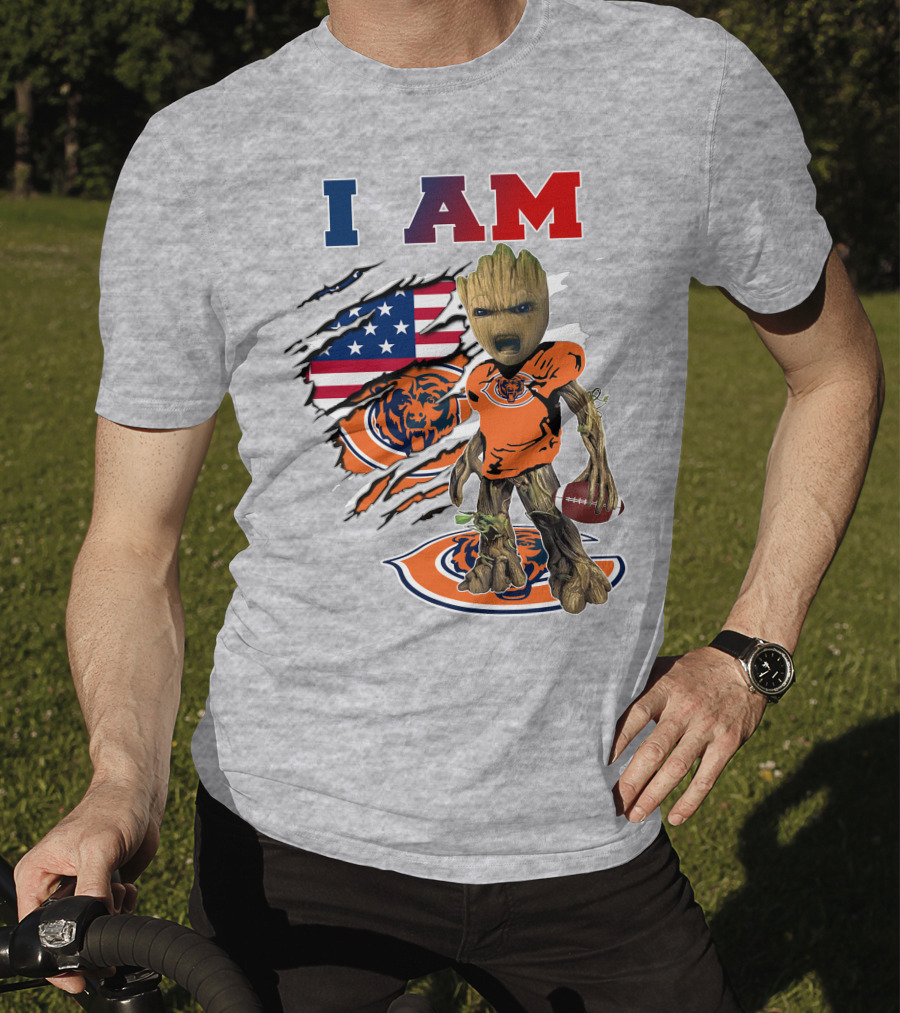 I Am Bears Groot Football American Flag T-Shirt