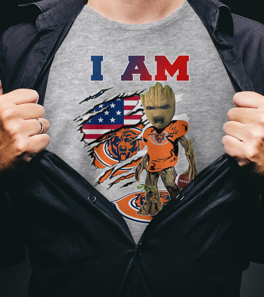 I Am Bears Groot Football American Flag T-Shirt