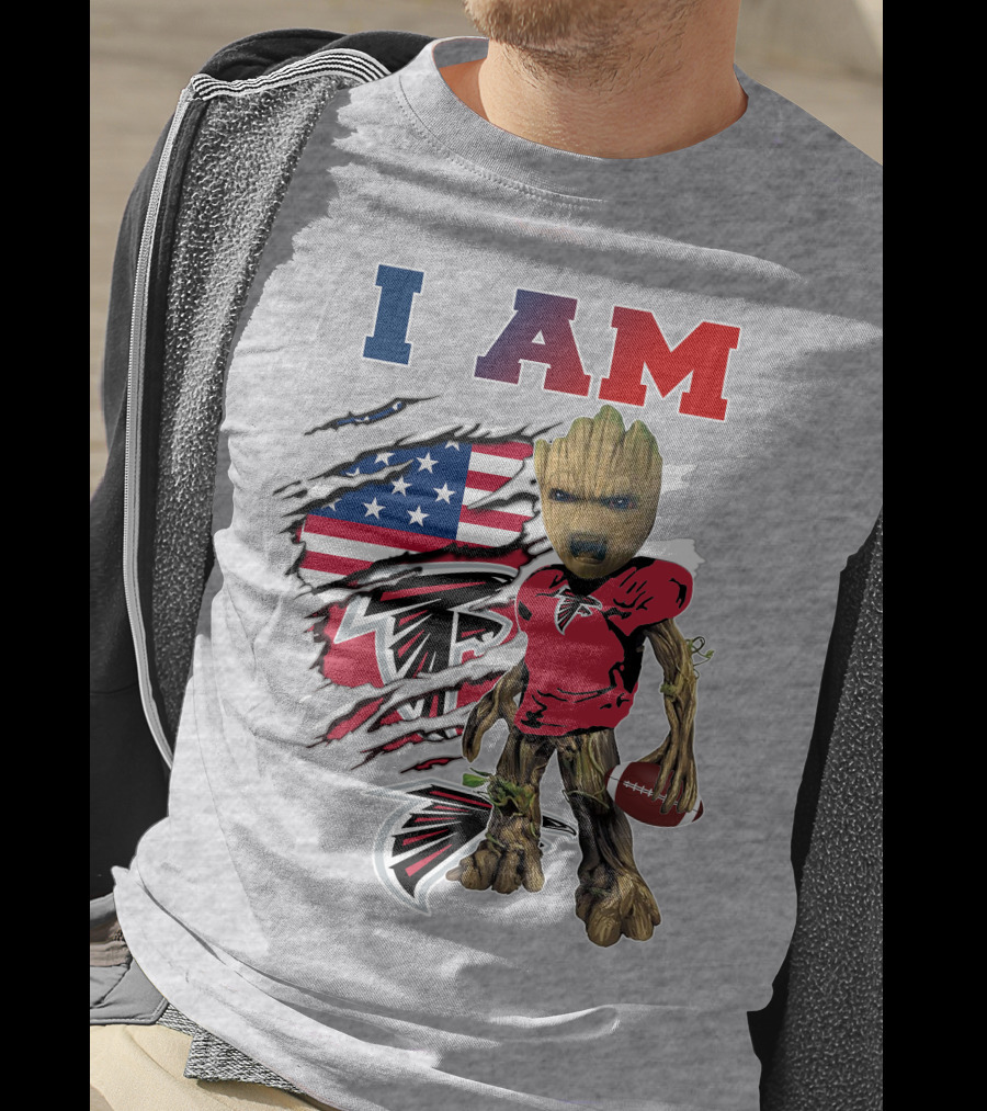 I Am Groot Falcons Football Usa Flag T-Shirt