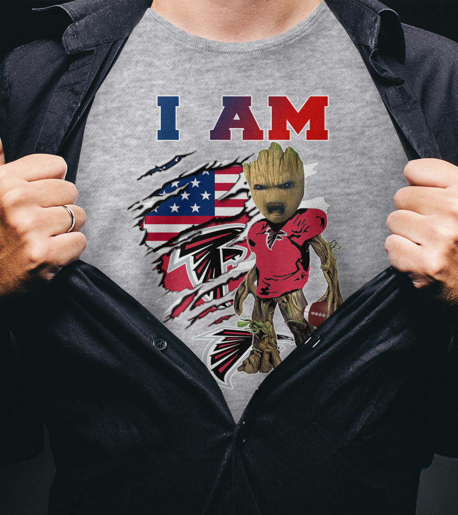 I Am Groot Falcons Football Usa Flag T-Shirt