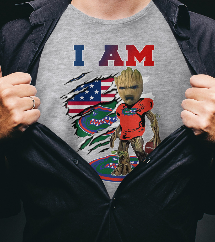 I Am Florida Gators Groot Football American Flag T-Shirt