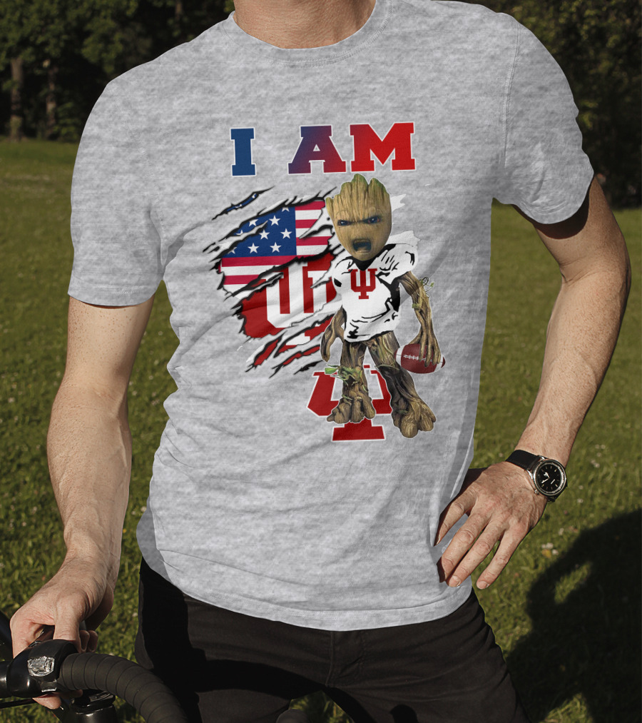 I Am Hosiers Football Groot American Flag Indiana University T-Shirt
