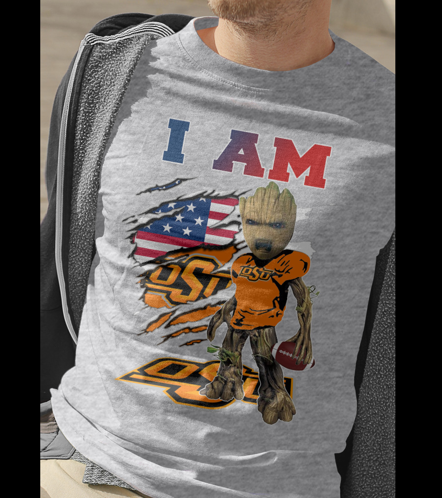 I Am Osu American Football Groot Guardians Oklahoma State University T-Shirt