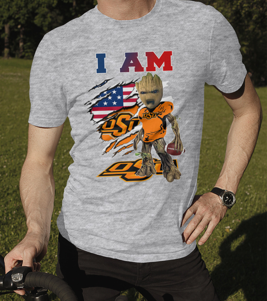 I Am Osu American Football Groot Guardians Oklahoma State University T-Shirt